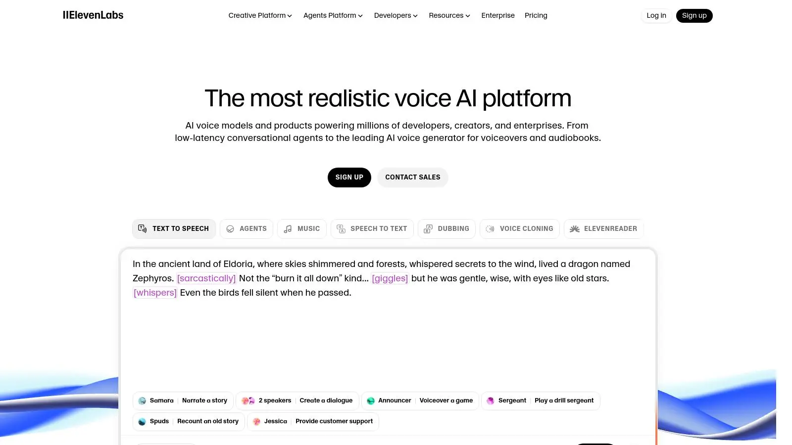 ElevenLabs service screenshot